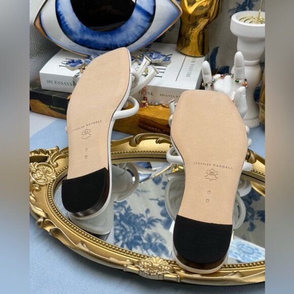 🆕 LOEFFLER RANDALL 🧿 NWOB Hadley Leather Bow Flat Sandals, White - Sz 6 B - Picture 14 of 14